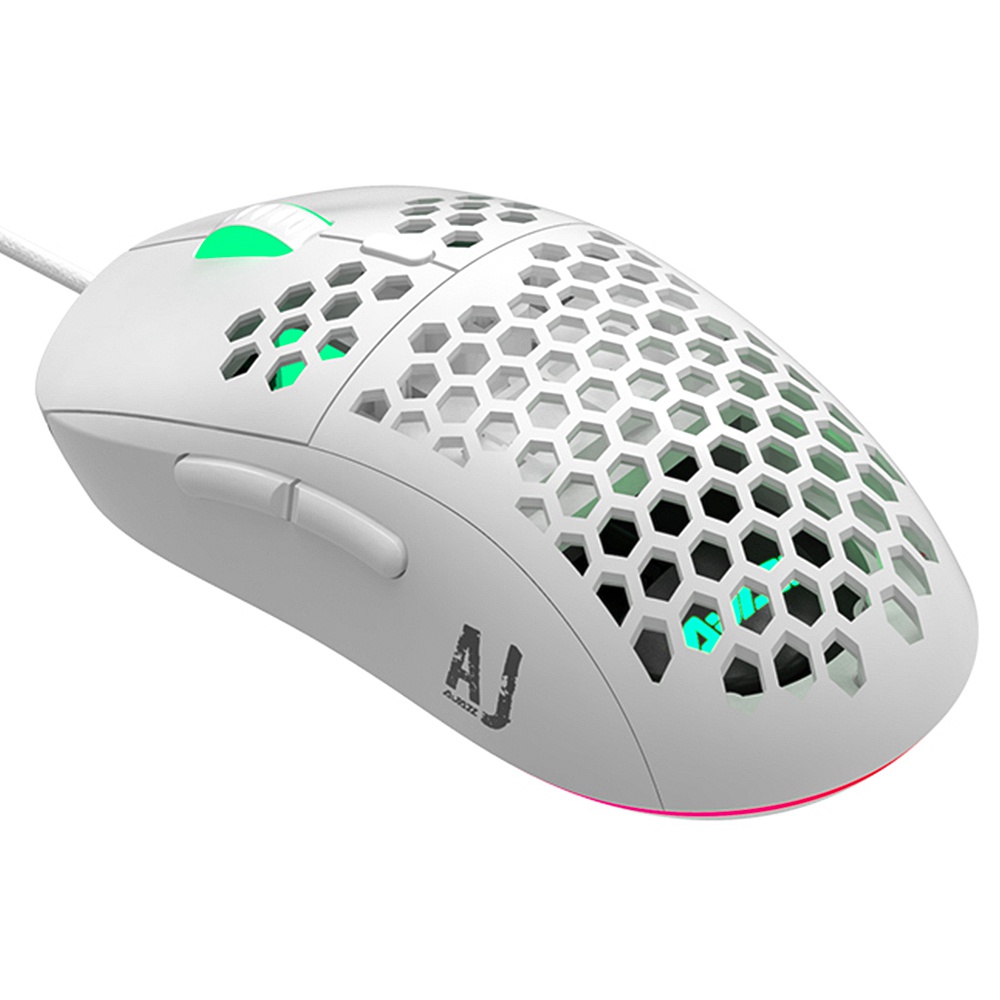 

Ajazz AJ380R Ultralight Wired Mouse RGB Light Adjustable 12400DPI MAX PAW3327 Sensor Compatible with for Windows 2000/XP/Vista/7/8/10 - White