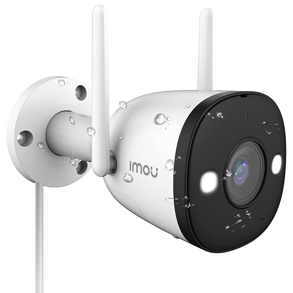 IMOU Bullet 2E Наружная камера безопасности WiFi 1080P HD Ночное видение IP67 Устойчивость к погодным условиям Уведомление о тревогах Домашняя компания Монитор безопасности - белый