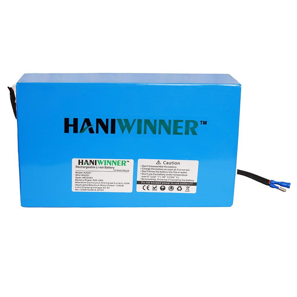 HANIWINNER HA201 Электрический велосипед Перезаряжаемая литиевая батарея 48V 20AH 960W с зарядным устройством - синий