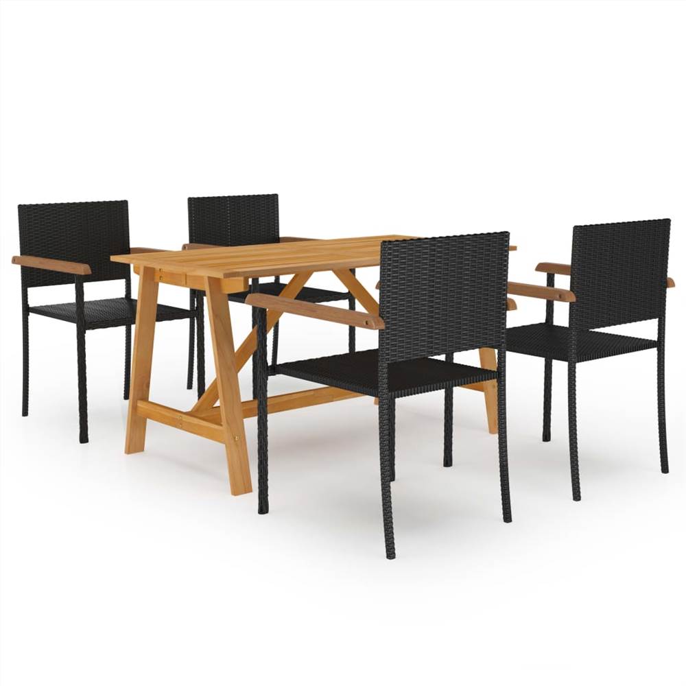 

5 Piece Garden Dining Set Black