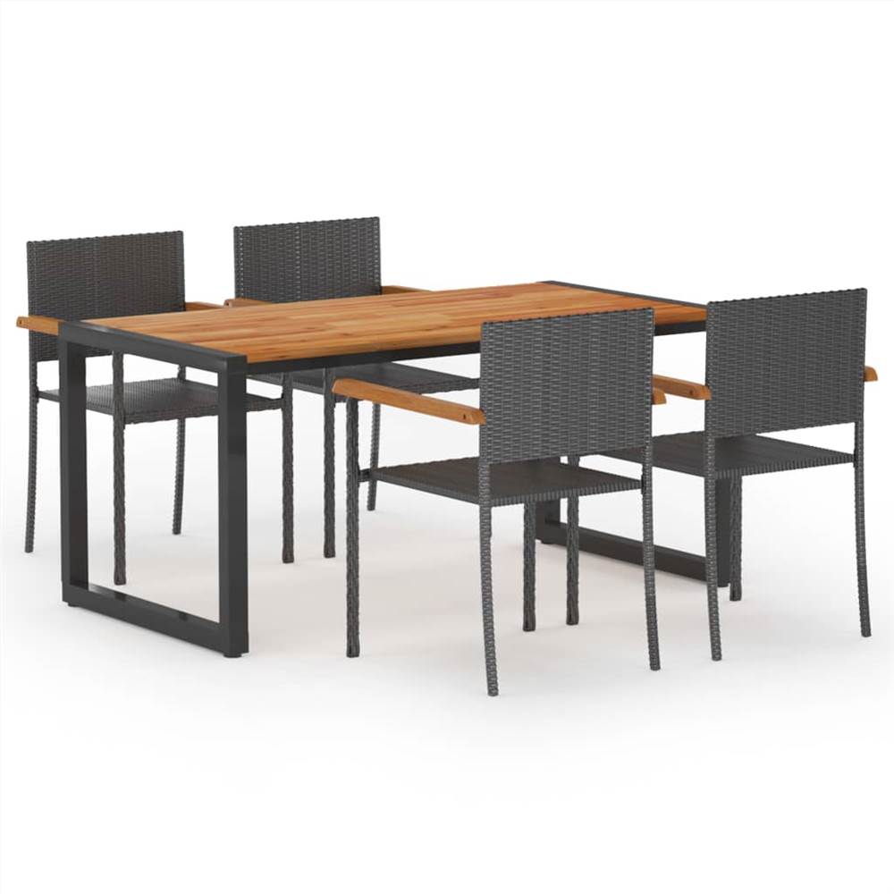 

5 Piece Garden Dining Set Black