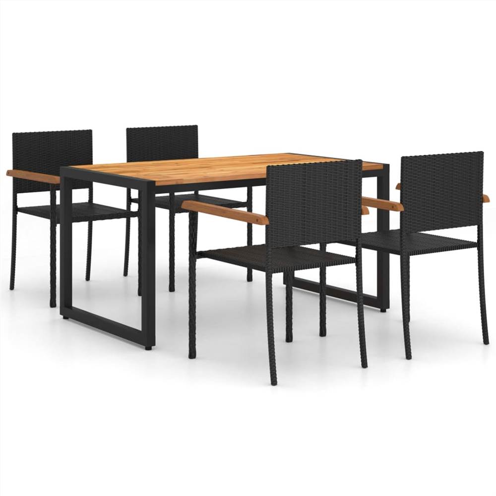 

5 Piece Garden Dining Set Black