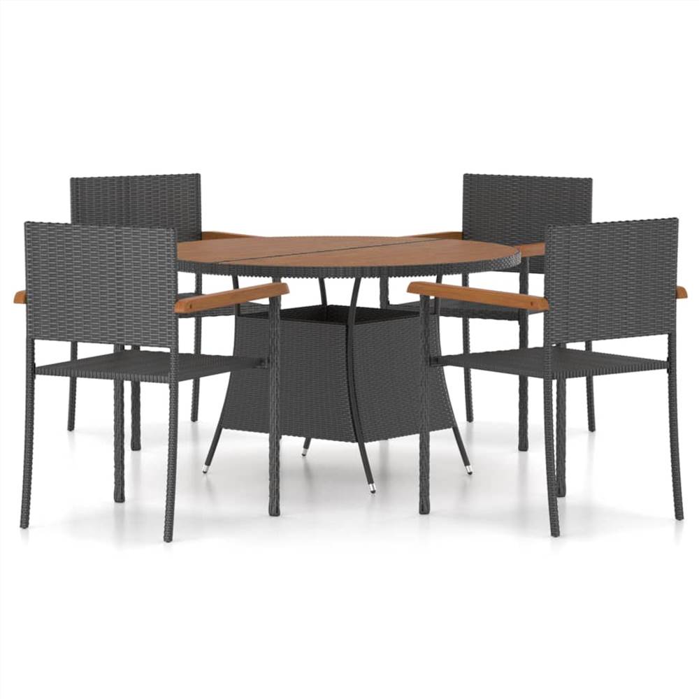 

5 Piece Outdoor Dining Set Poly Rattan Black