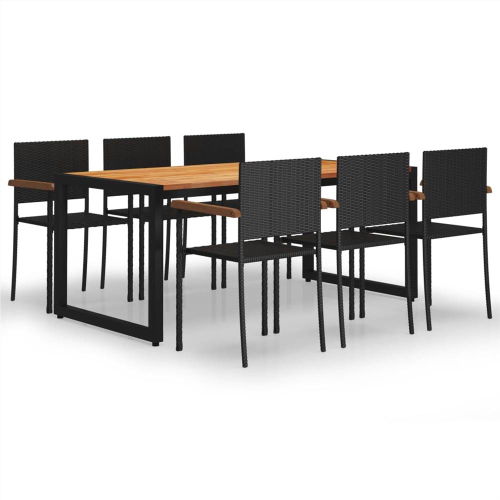 

7 Piece Garden Dining Set Black
