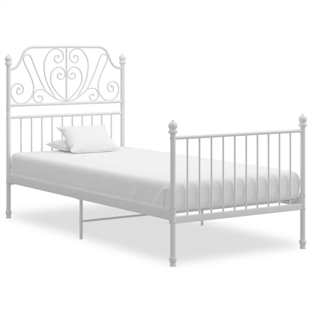 

Bed Frame White Metal and Plywood 90x200 cm