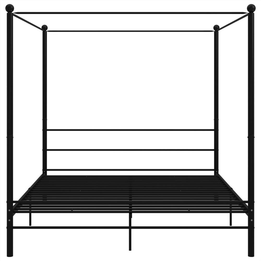 Canopy Bed Frame Black Metal 200x200 cm