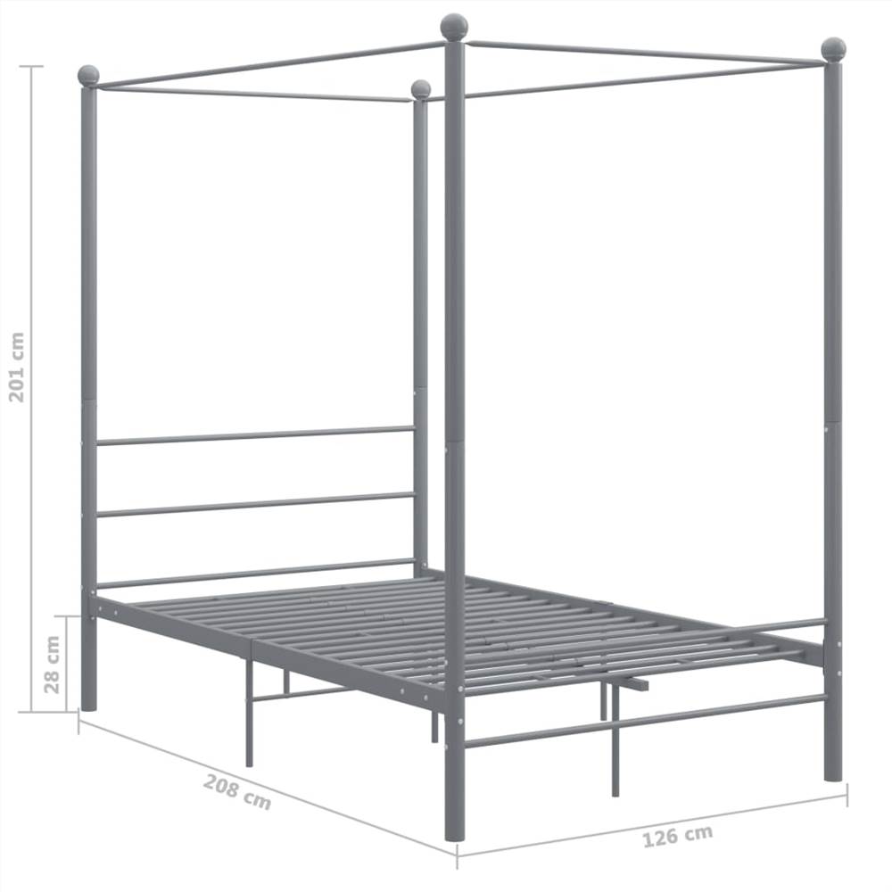 Canopy Bed Frame Grey Metal 120x200 cm