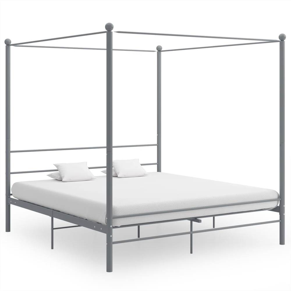 

Canopy Bed Frame Grey Metal 180x200 cm