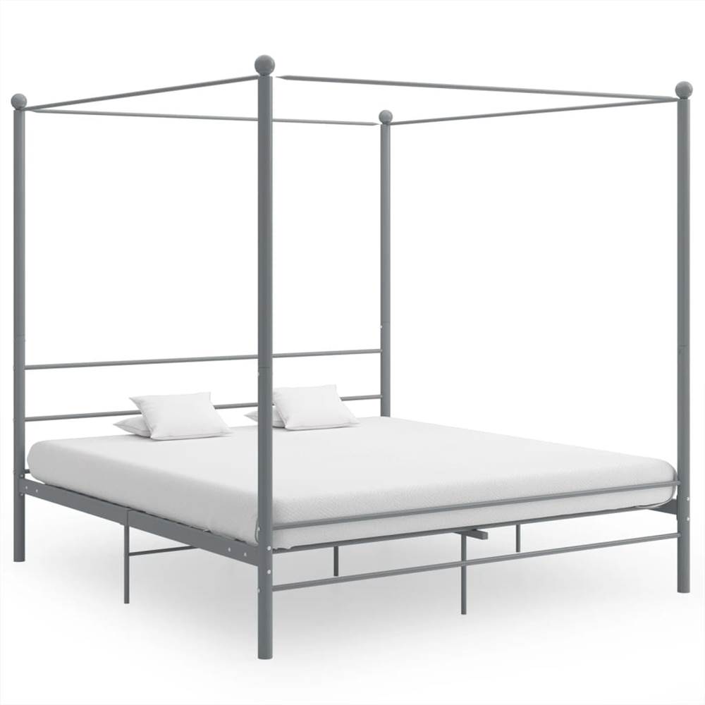 

Canopy Bed Frame Grey Metal 200x200 cm