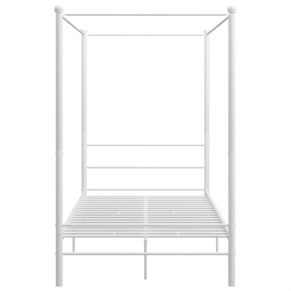 Canopy Bed Frame White Metal 140x200 cm