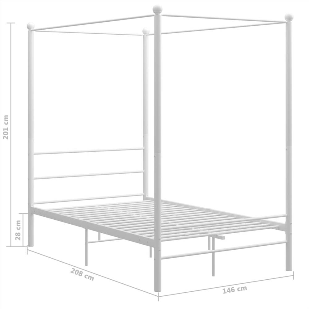 Canopy Bed Frame White Metal 140x200 cm