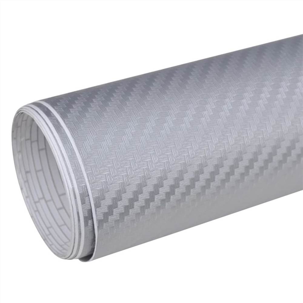 Carbon Fiber Vinyl Car Film 3D Silver 152 x 200 cm