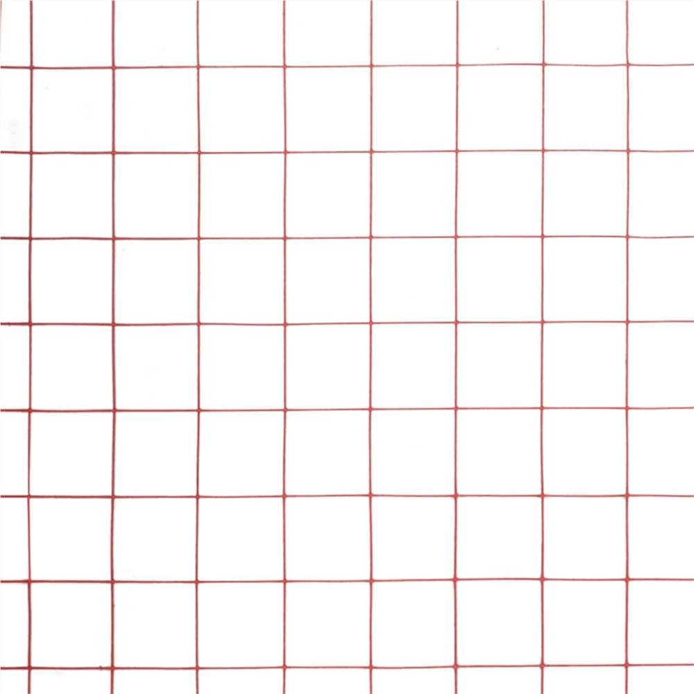 Chicken Wire Fence Steel with PVC Coating 10x0.5 m Red