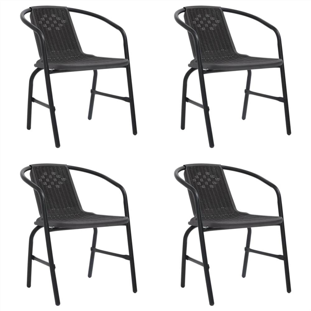 

Garden Chairs 4 pcs Plastic Rattan and Steel 110 kg