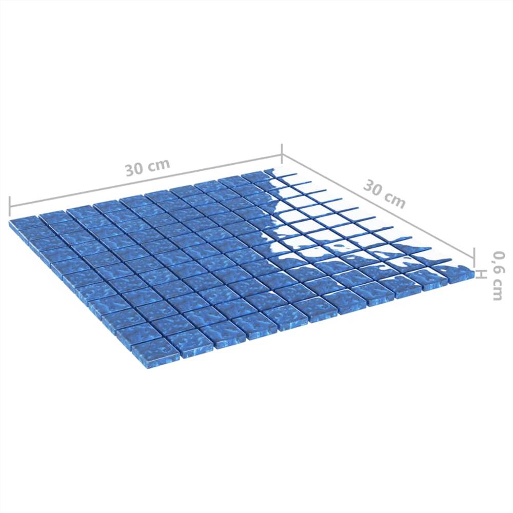 Self-adhesive Mosaic Tiles 11 pcs Blue 30x30 cm Glass