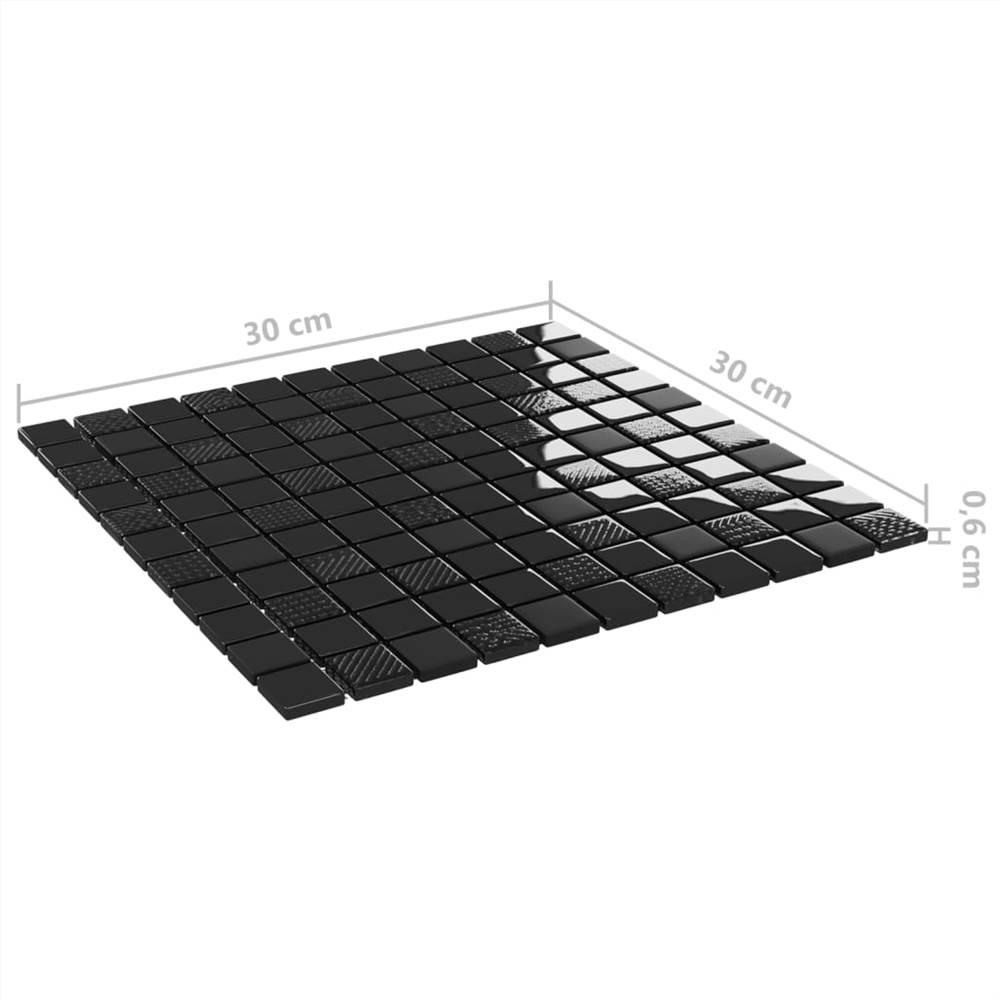 Self-adhesive Mosaic Tiles 11 pcs Shiny Black 30x30 cm Glass