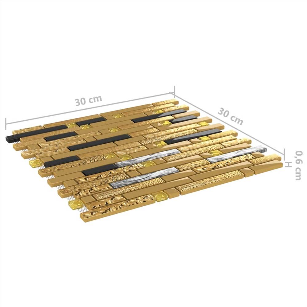 Self-adhesive Mosaic Tiles 22 pcs Black and Gold 30x30 cm Glass