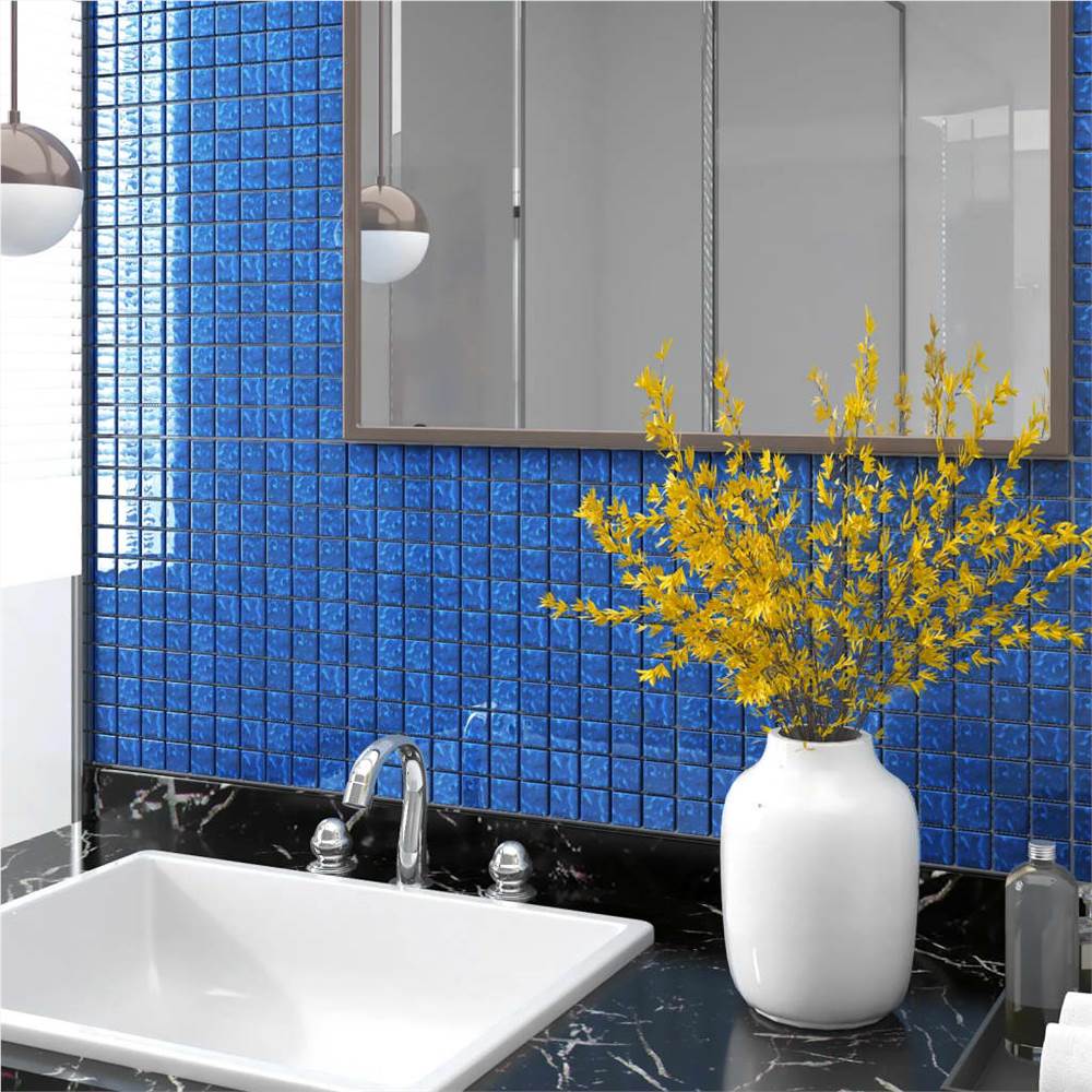 

Self-adhesive Mosaic Tiles 22 pcs Blue 30x30 cm Glass