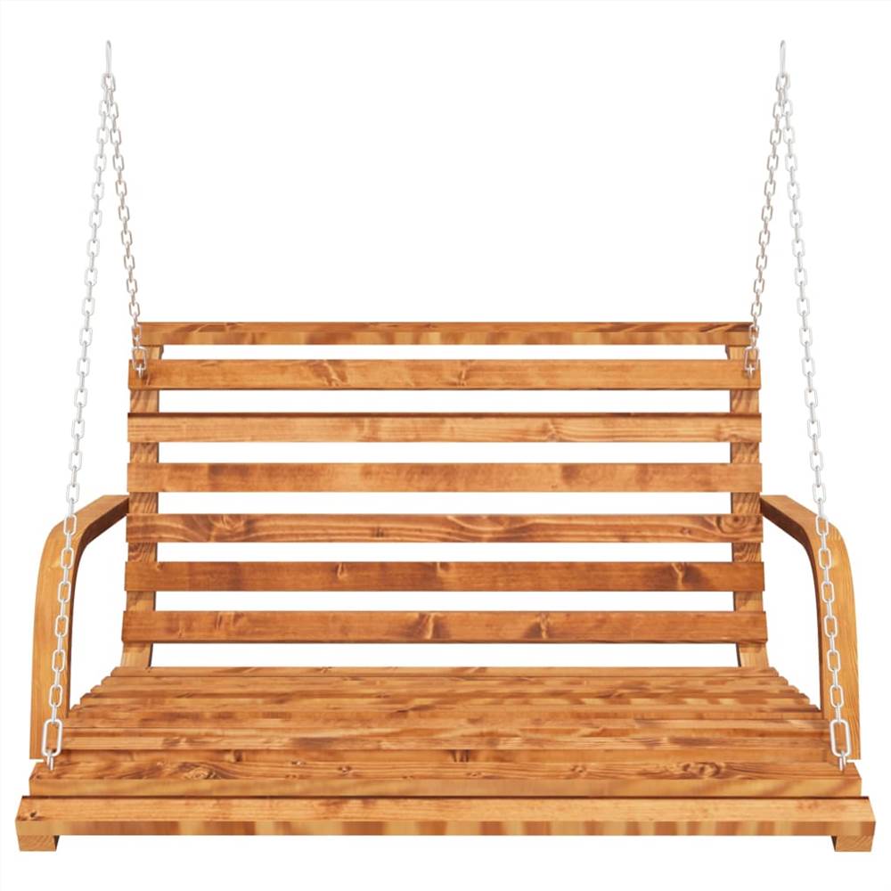 Swing Bench Solid Spruce Wood with Teak Finish 91x130x58 cm