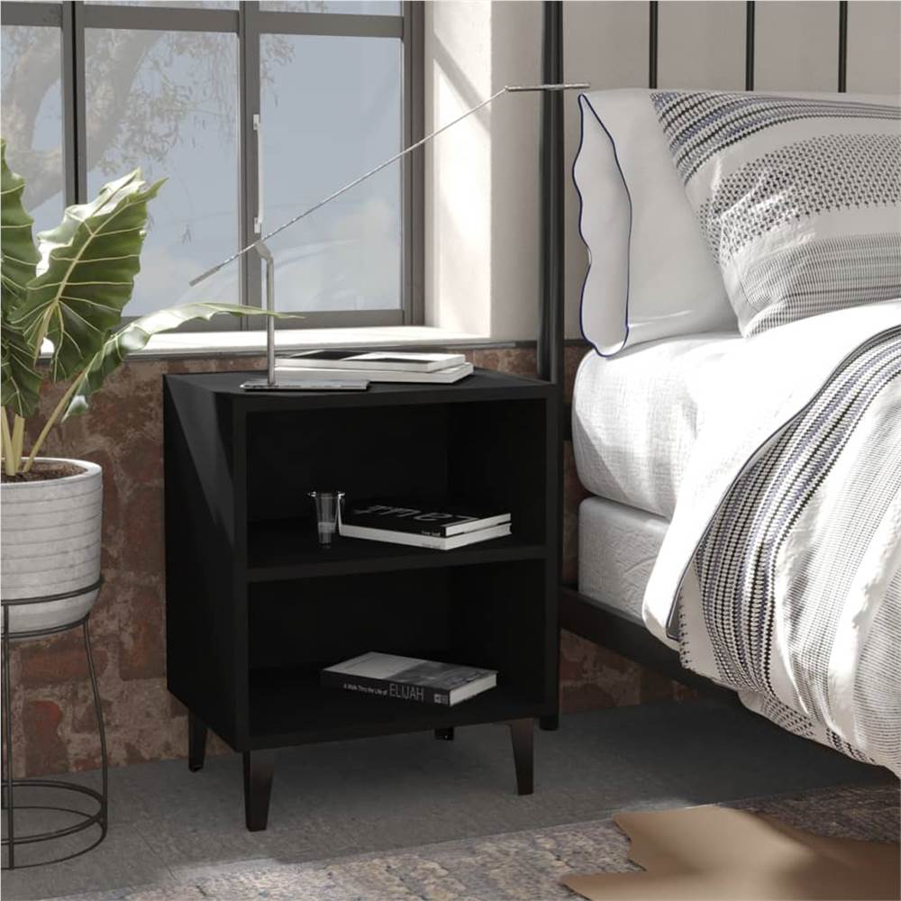 

Bed Cabinets with Metal Legs 2 pcs Black 40x30x50 cm