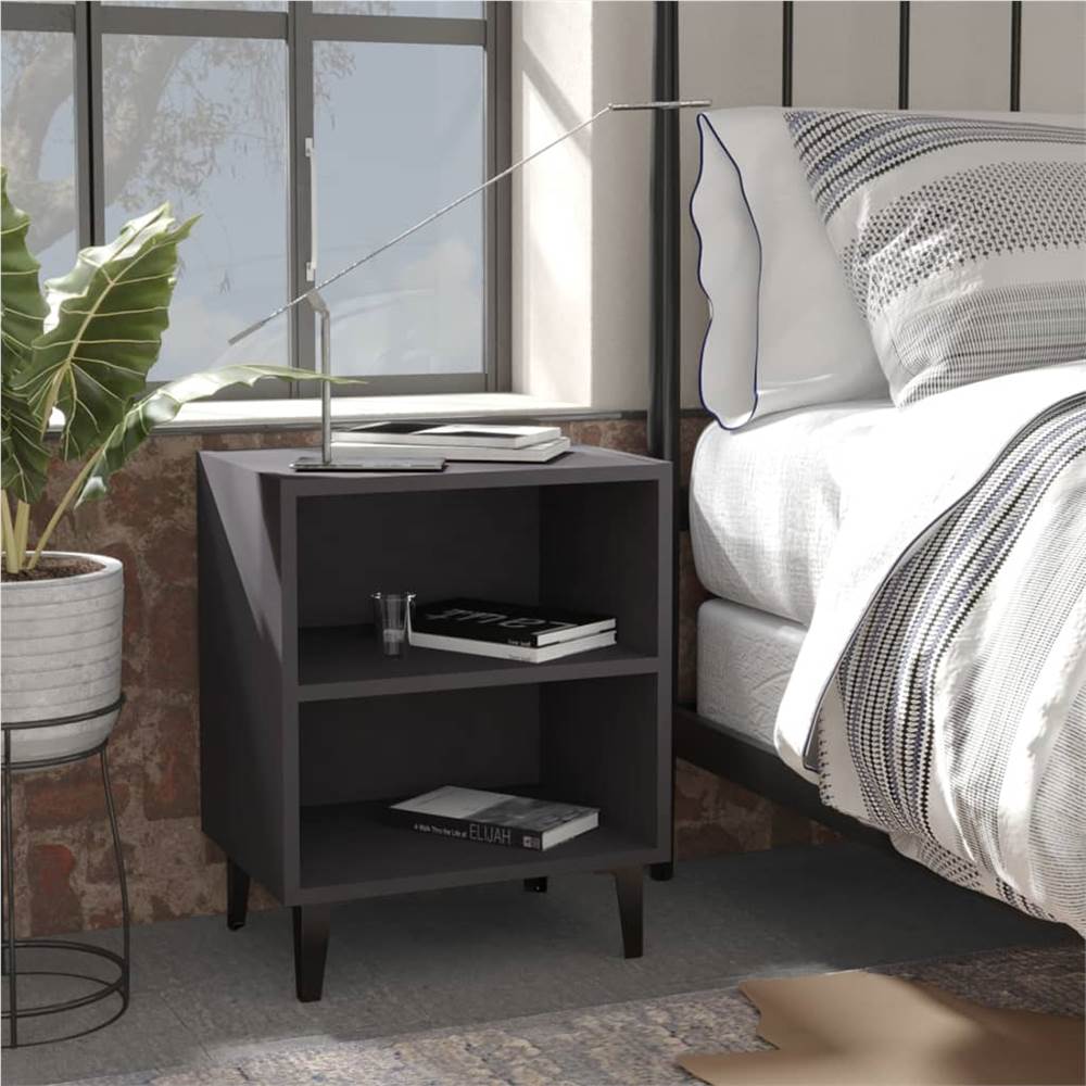 

Bed Cabinets with Metal Legs 2 pcs Grey 40x30x50 cm