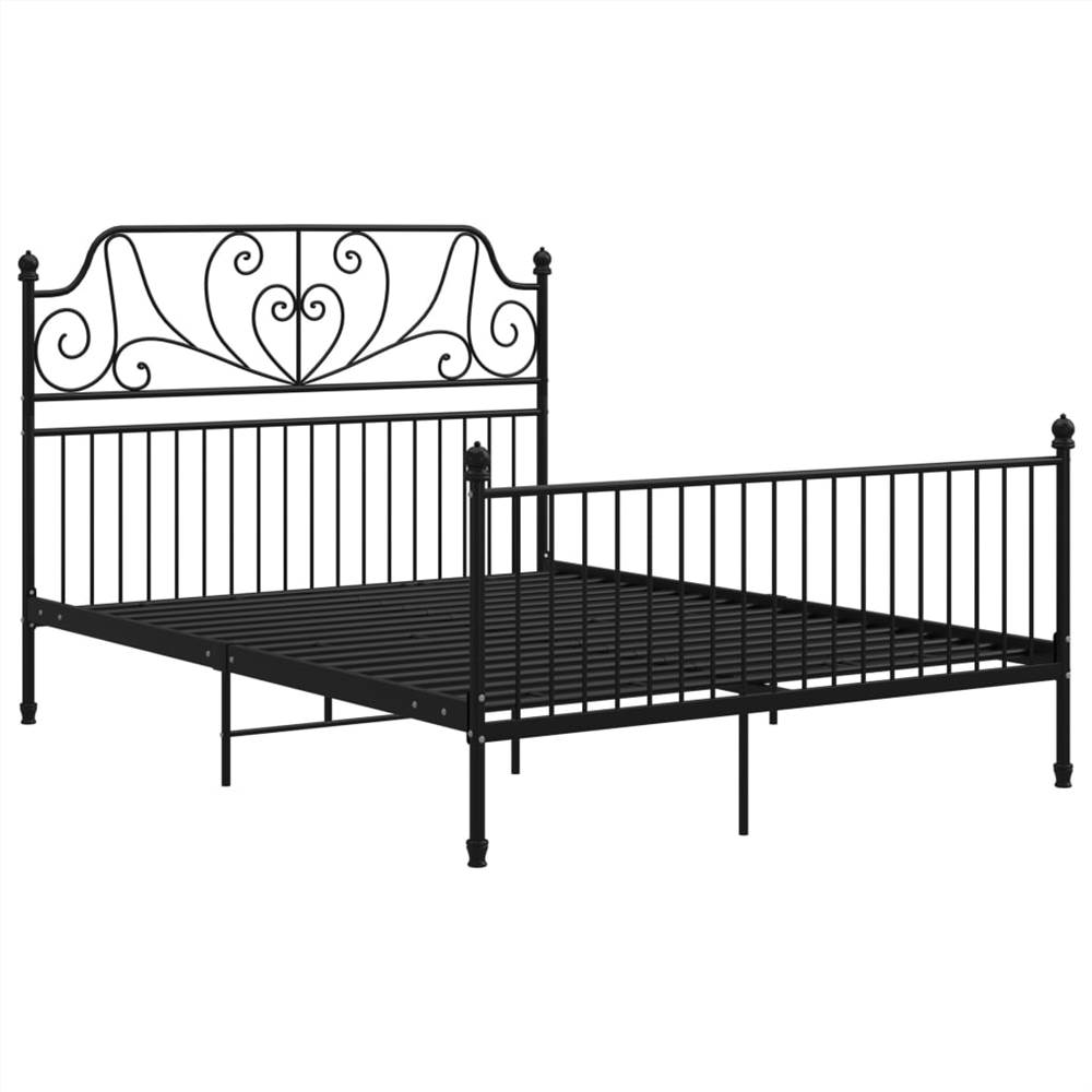 Bed Frame Black Metal and Plywood 160x200 cm