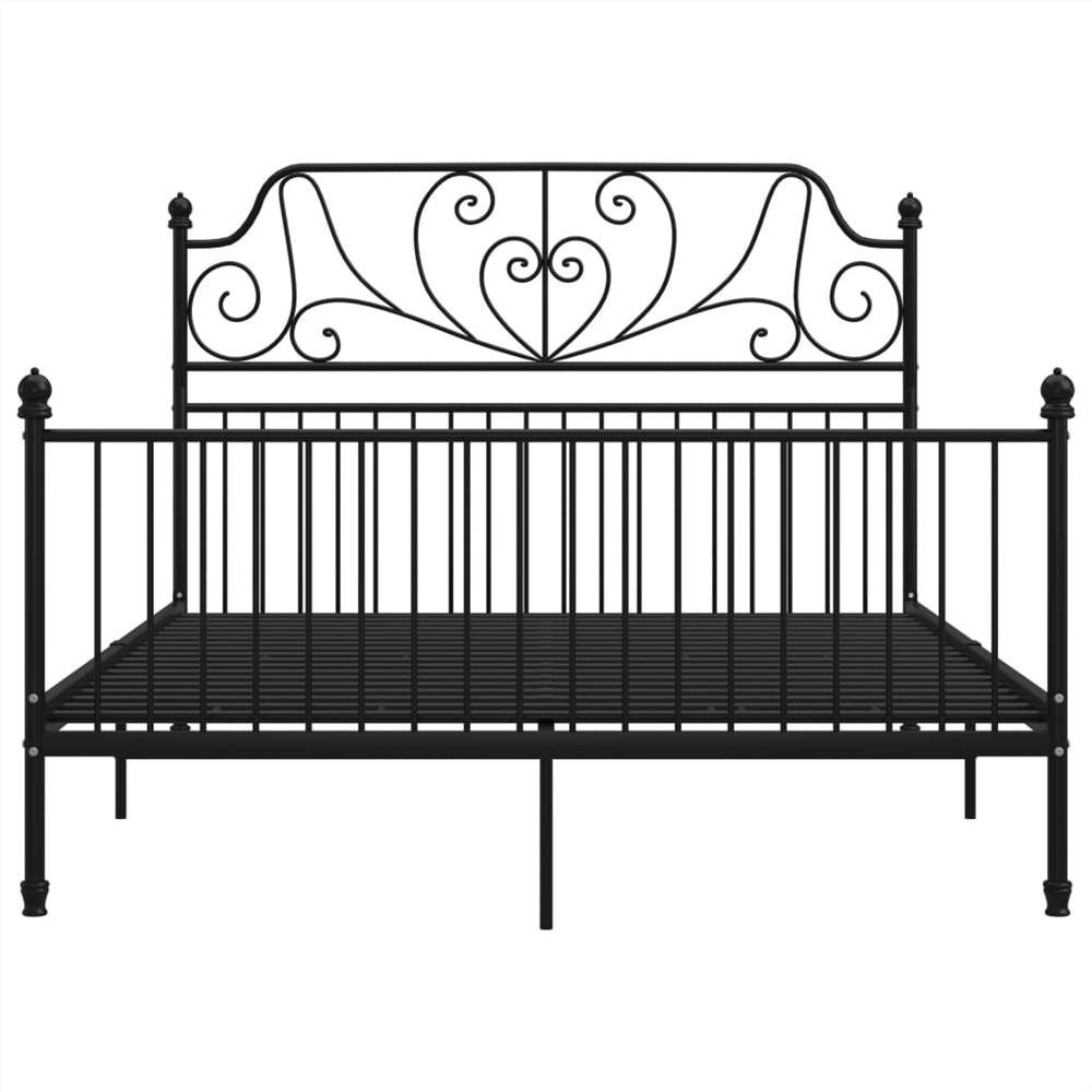 Bed Frame Black Metal and Plywood 160x200 cm