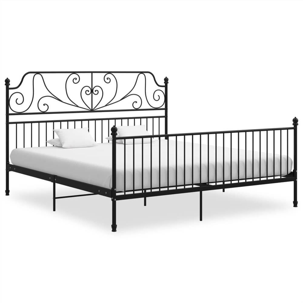 

Bed Frame Black Metal and Plywood 200x200 cm