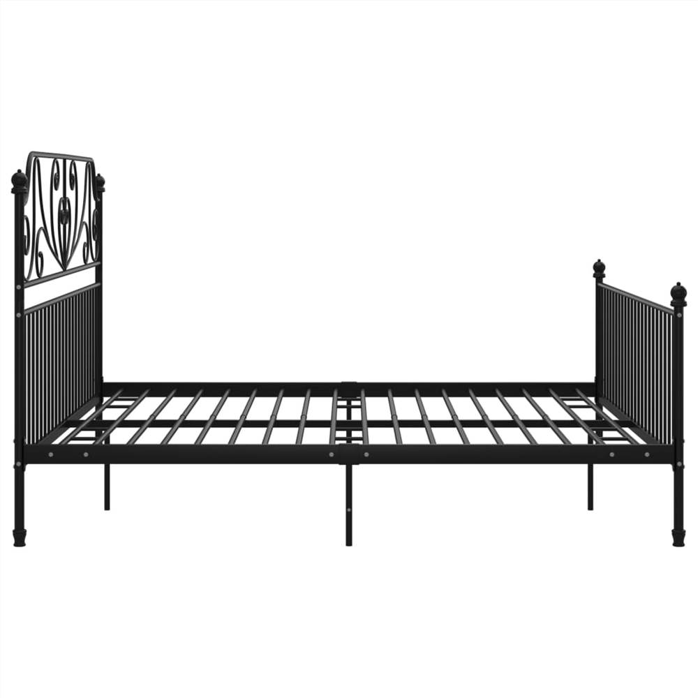 Bed Frame Black Metal and Plywood 200x200 cm