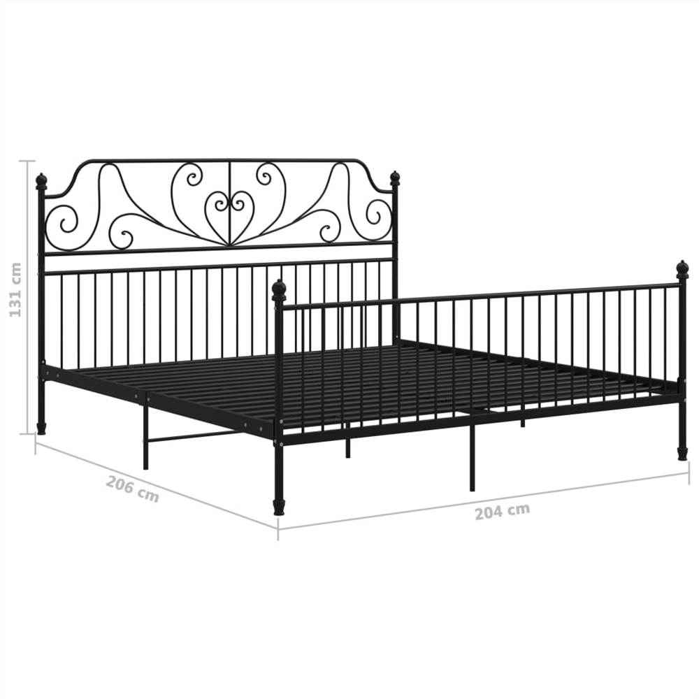 Bed Frame Black Metal and Plywood 200x200 cm
