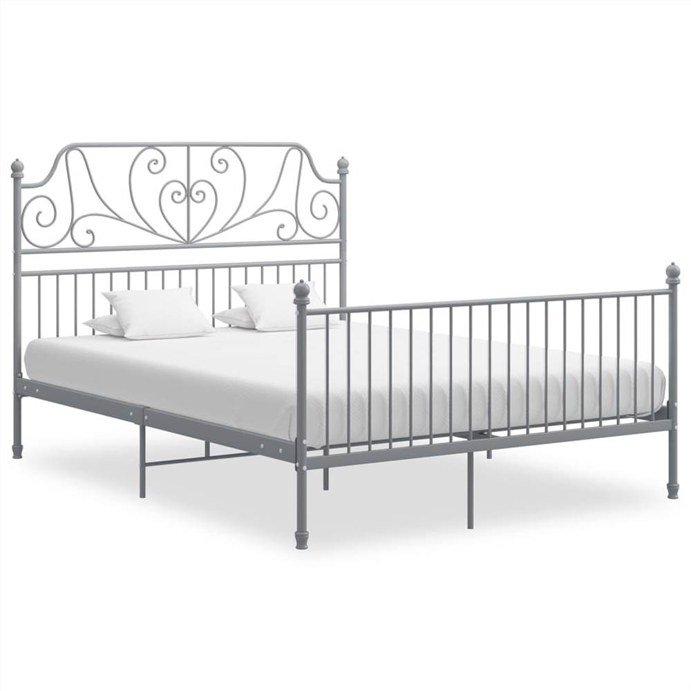 

Bed Frame Grey Metal and Plywood 160x200 cm