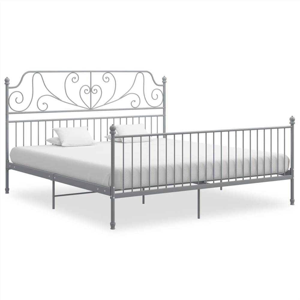 

Bed Frame Grey Metal and Plywood 200x200 cm