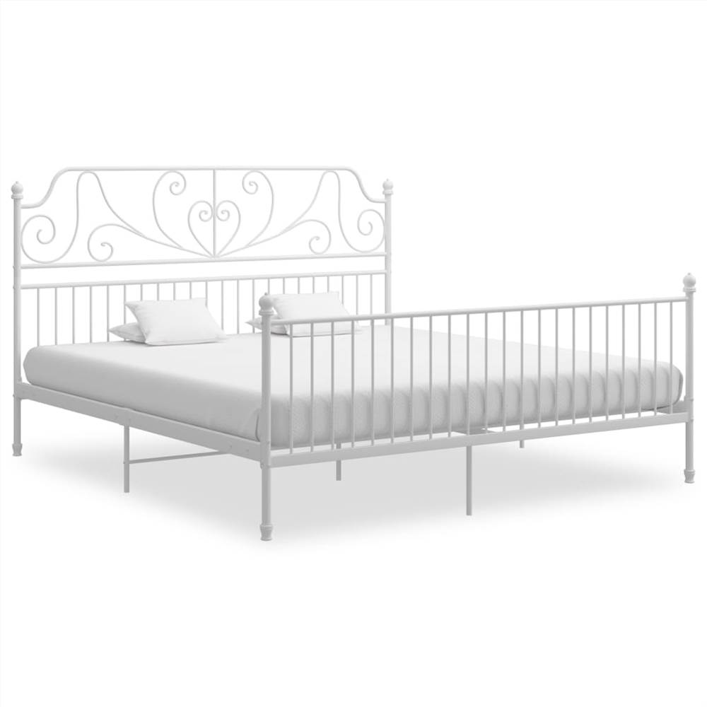 

Bed Frame White Metal and Plywood 200x200 cm
