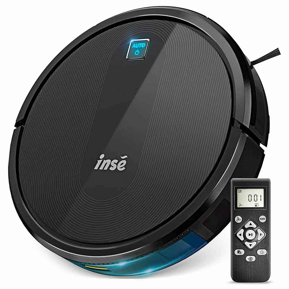 INSE E6 Robot Vacuum Cleaner 2200Pa Strong Suction 4 Cleaning Modes 600 ml Dust Box Automatic Charging for Carpet, Hardwood, Ceramic Tile, Linoleum - Black