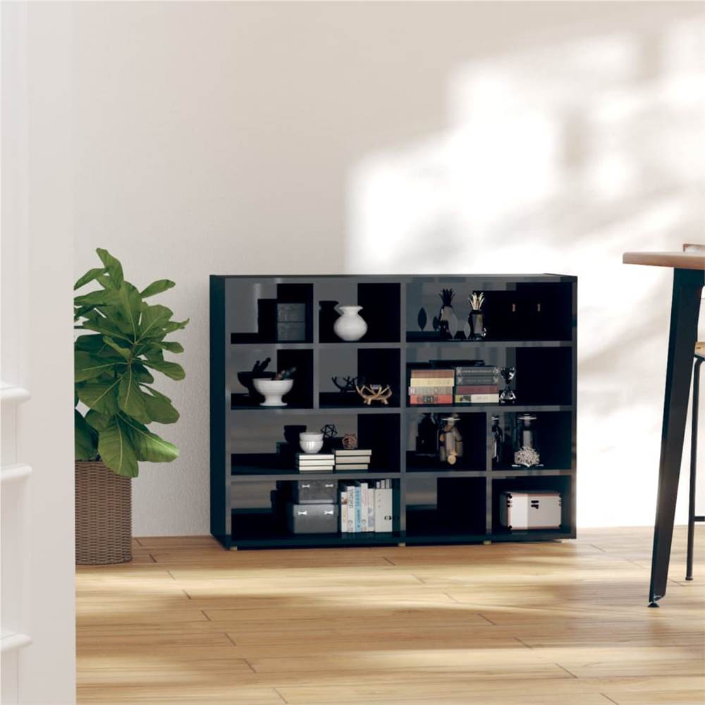 

Side Cabinet High Gloss Black 97x32x72 cm Chipboard