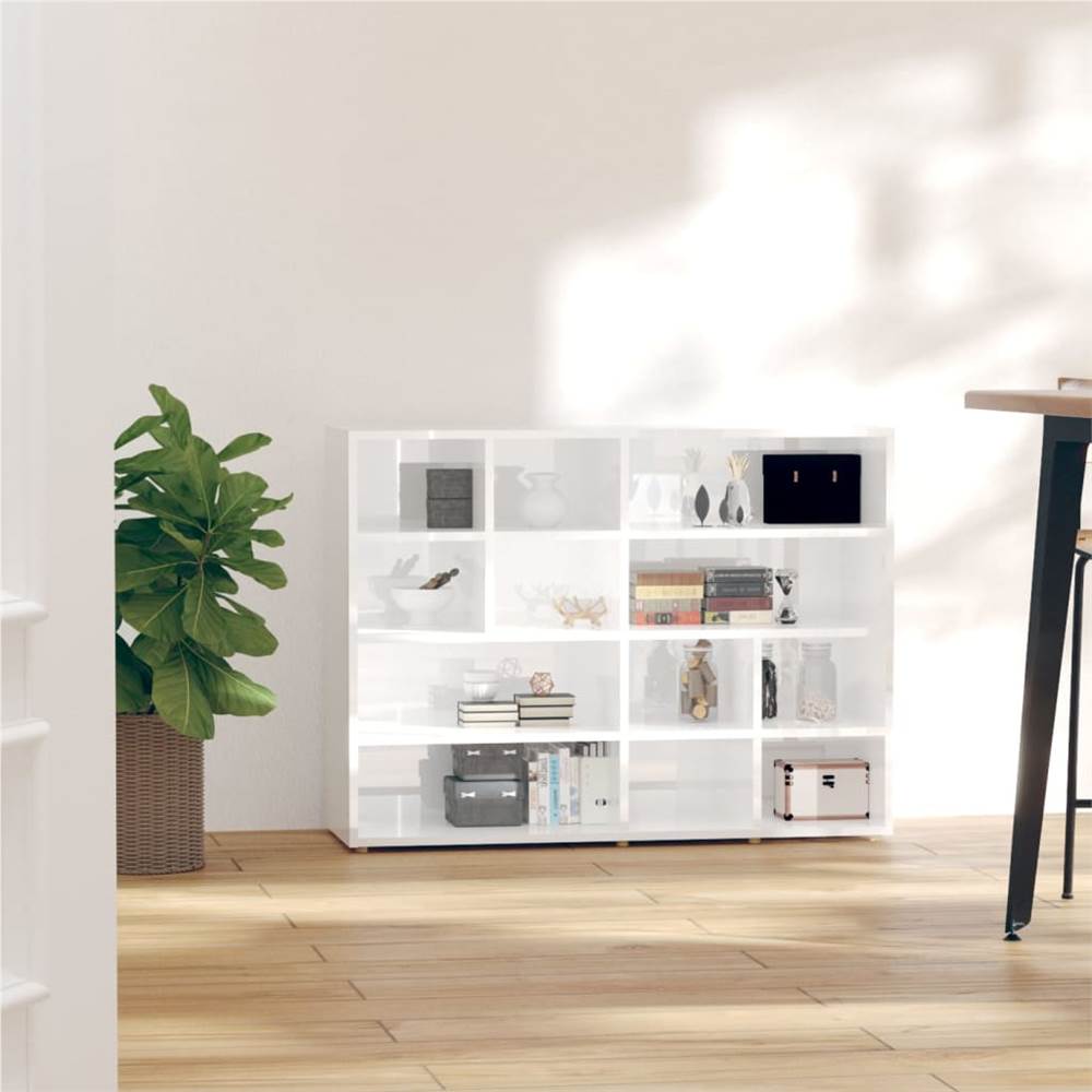 

Side Cabinet High Gloss White 97x32x72 cm Chipboard