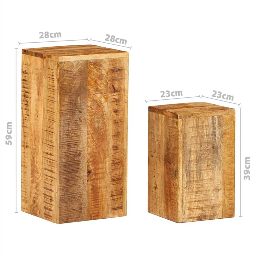 Side Tables 2 pcs Solid Mango Wood