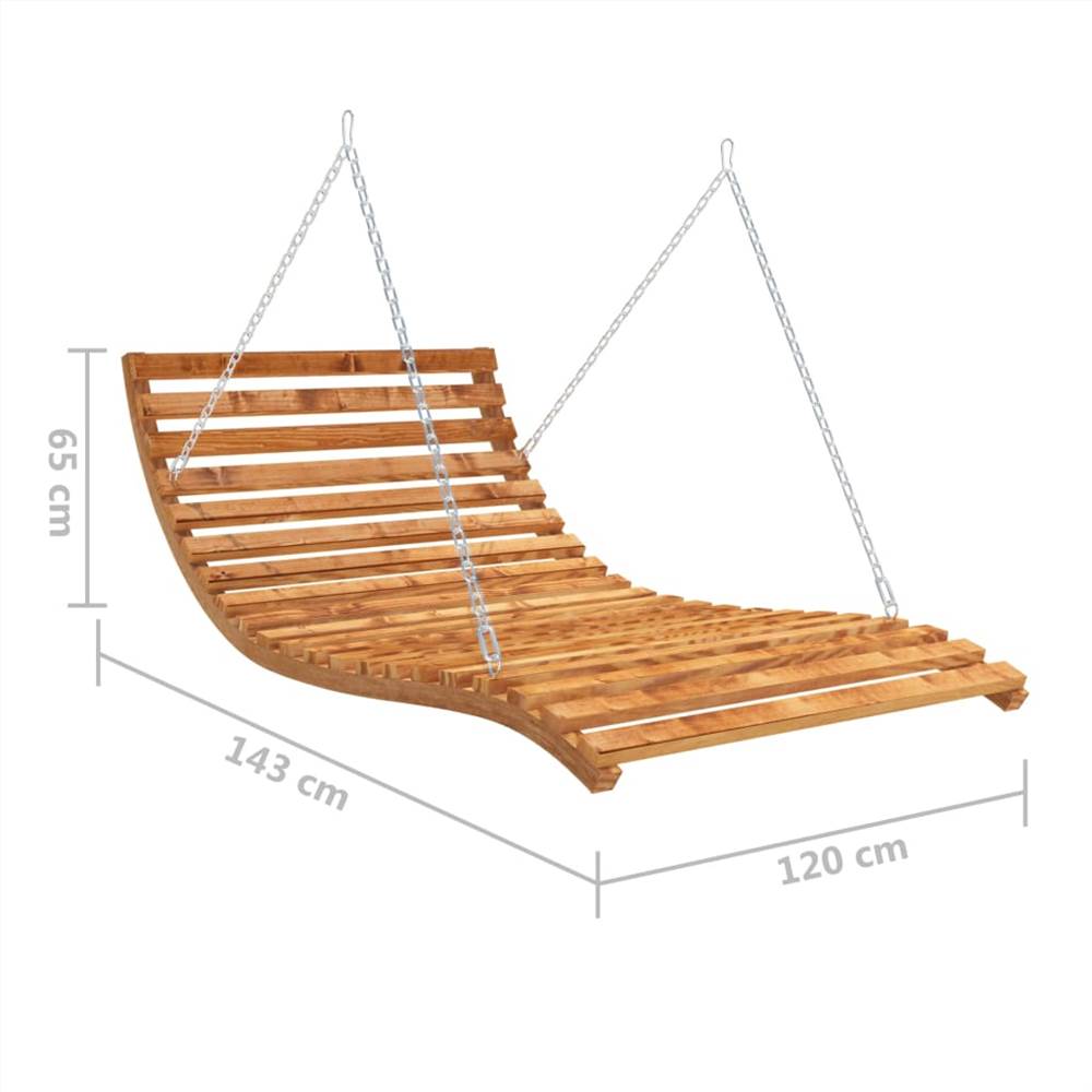 Swing Bed Solid Spruce Wood with Teak Finish 143x120x65 cm