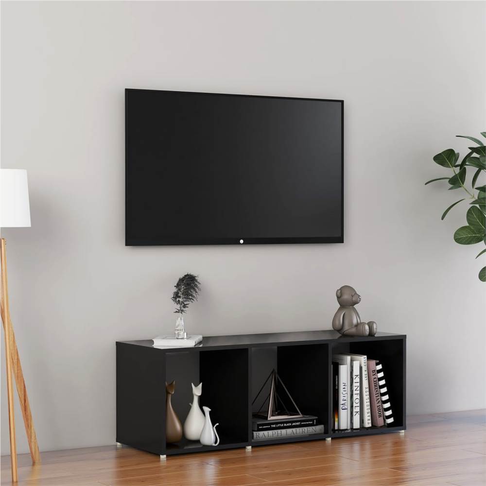 TV Cabinet High Gloss Black 107x35x37 cm Chipboard