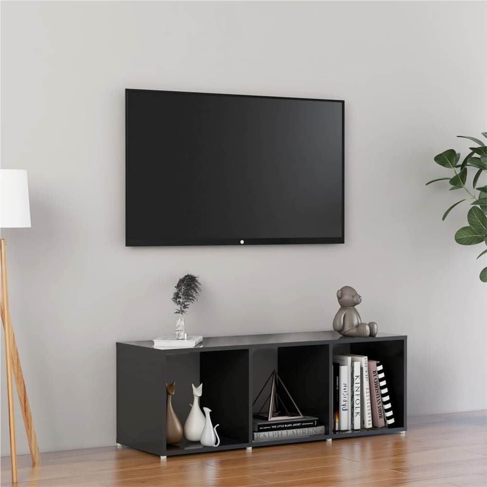 

TV Cabinet High Gloss Grey 107x35x37 cm Chipboard