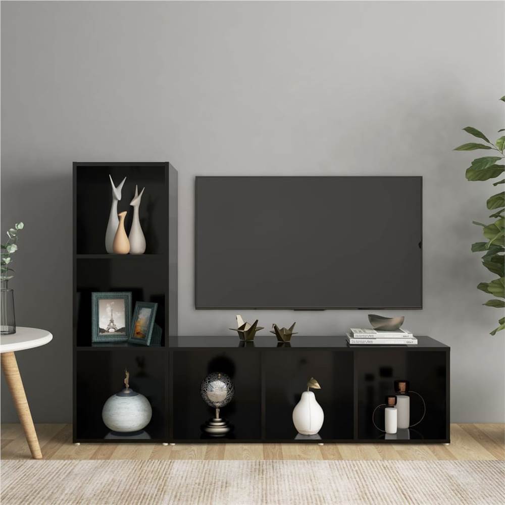 

TV Cabinets 2 pcs Black 107x35x37 cm Chipboard