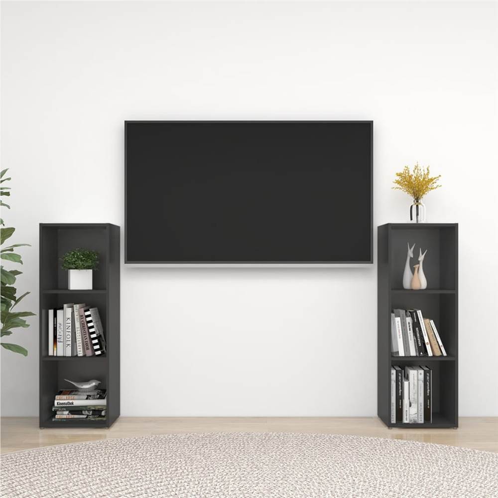 

TV Cabinets 2 pcs Grey 107x35x37 cm Chipboard