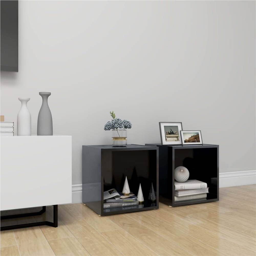 

TV Cabinets 2 pcs High Gloss Black 37x35x37 cm Chipboard