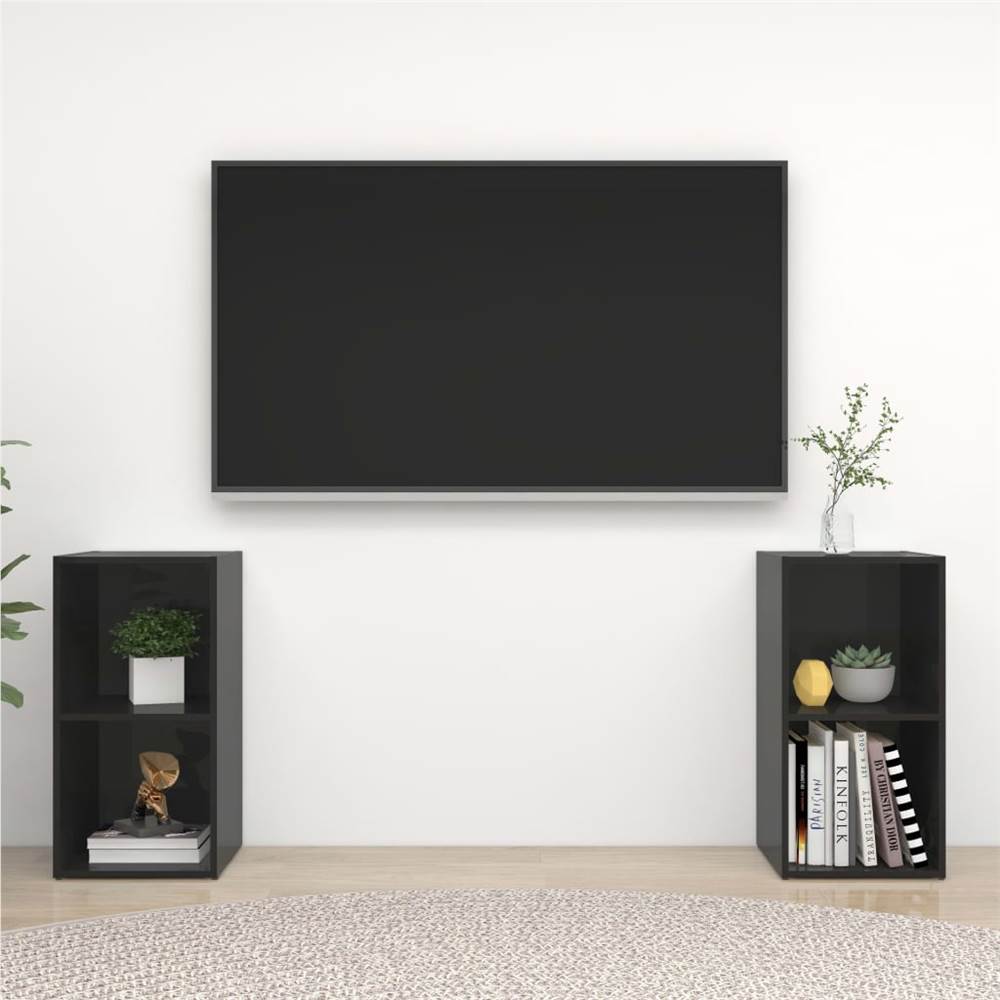 

TV Cabinets 2 pcs High Gloss Black 72x35x36.5 cm Chipboard