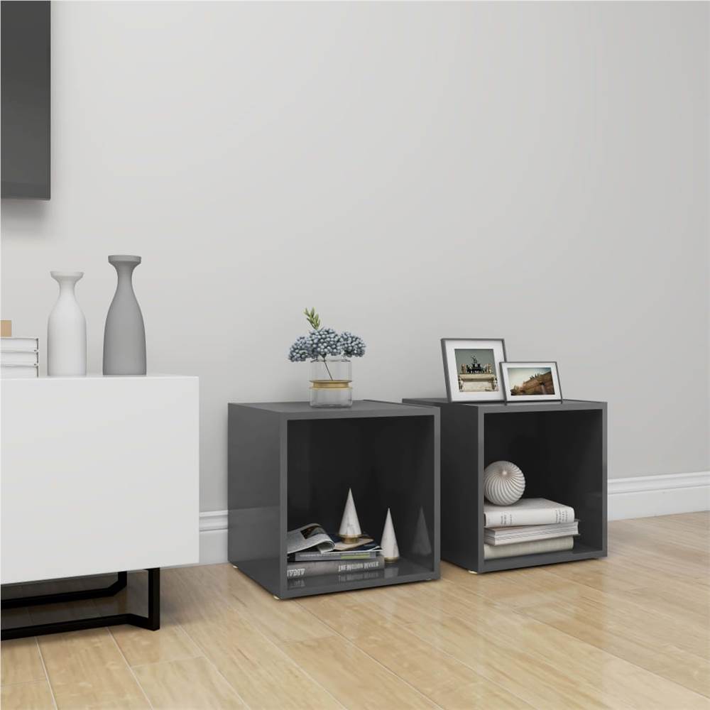 

TV Cabinets 2 pcs High Gloss Grey 37x35x37 cm Chipboard
