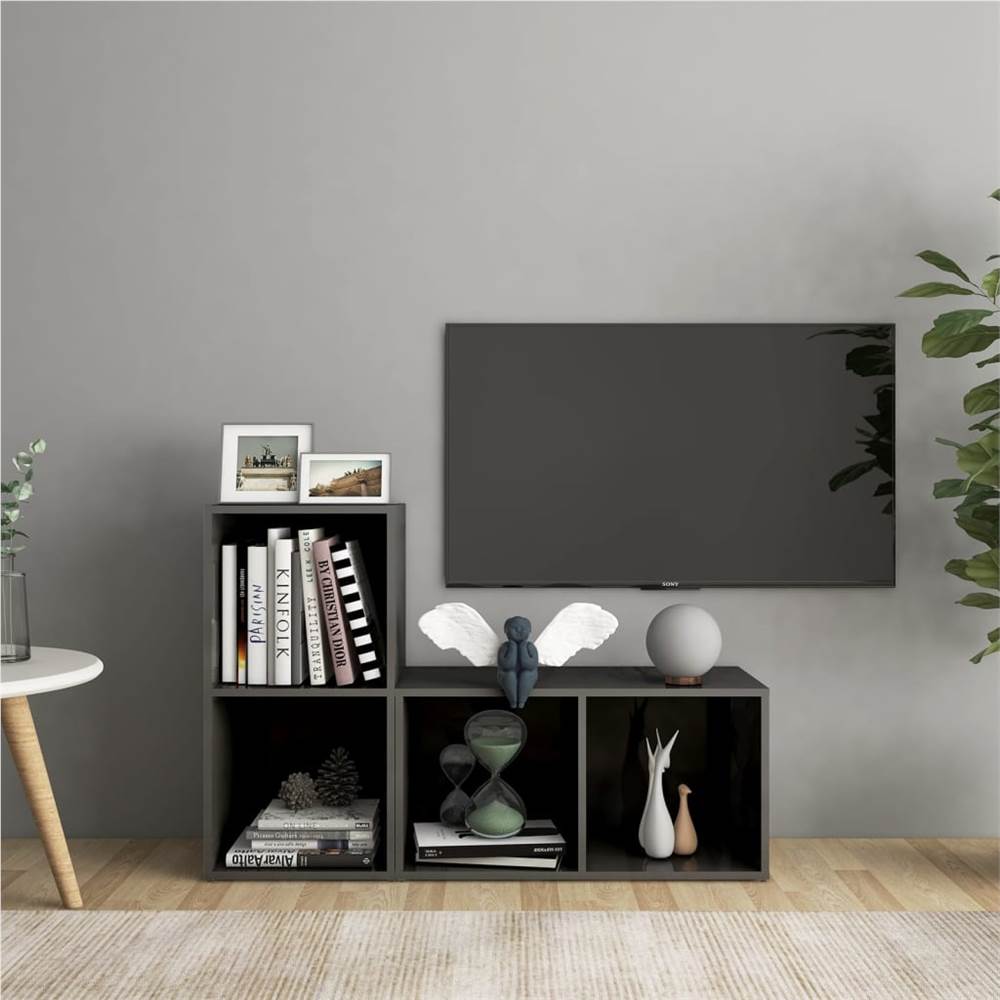 

TV Cabinets 2 pcs High Gloss Grey 72x35x36.5 cm Chipboard