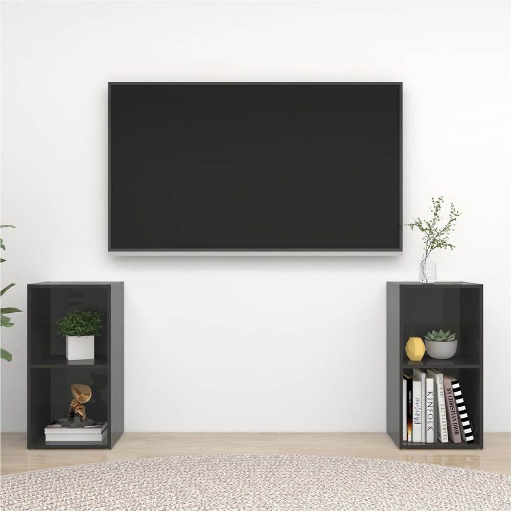 

TV Cabinets 2 pcs High Gloss Grey 72x35x36.5 cm Chipboard