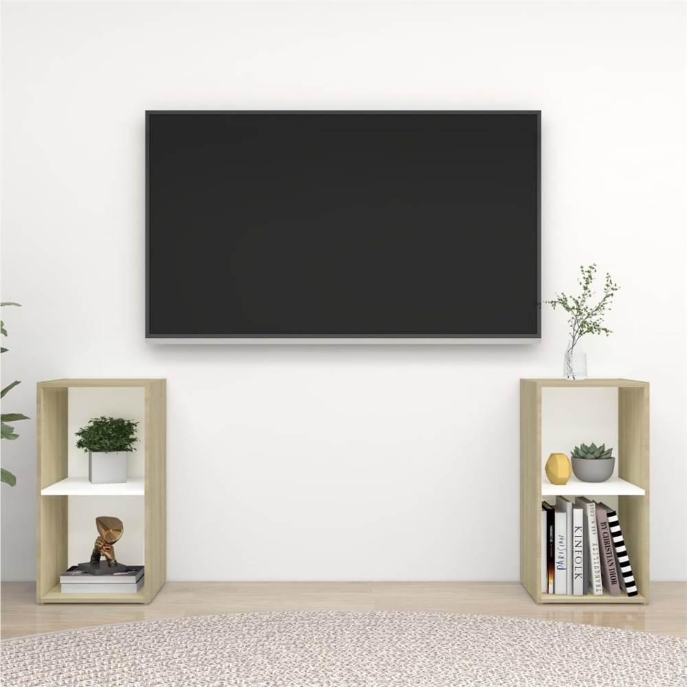 

TV Cabinets 2 pcs White and Sonoma Oak 72x35x36.5 cm Chipboard