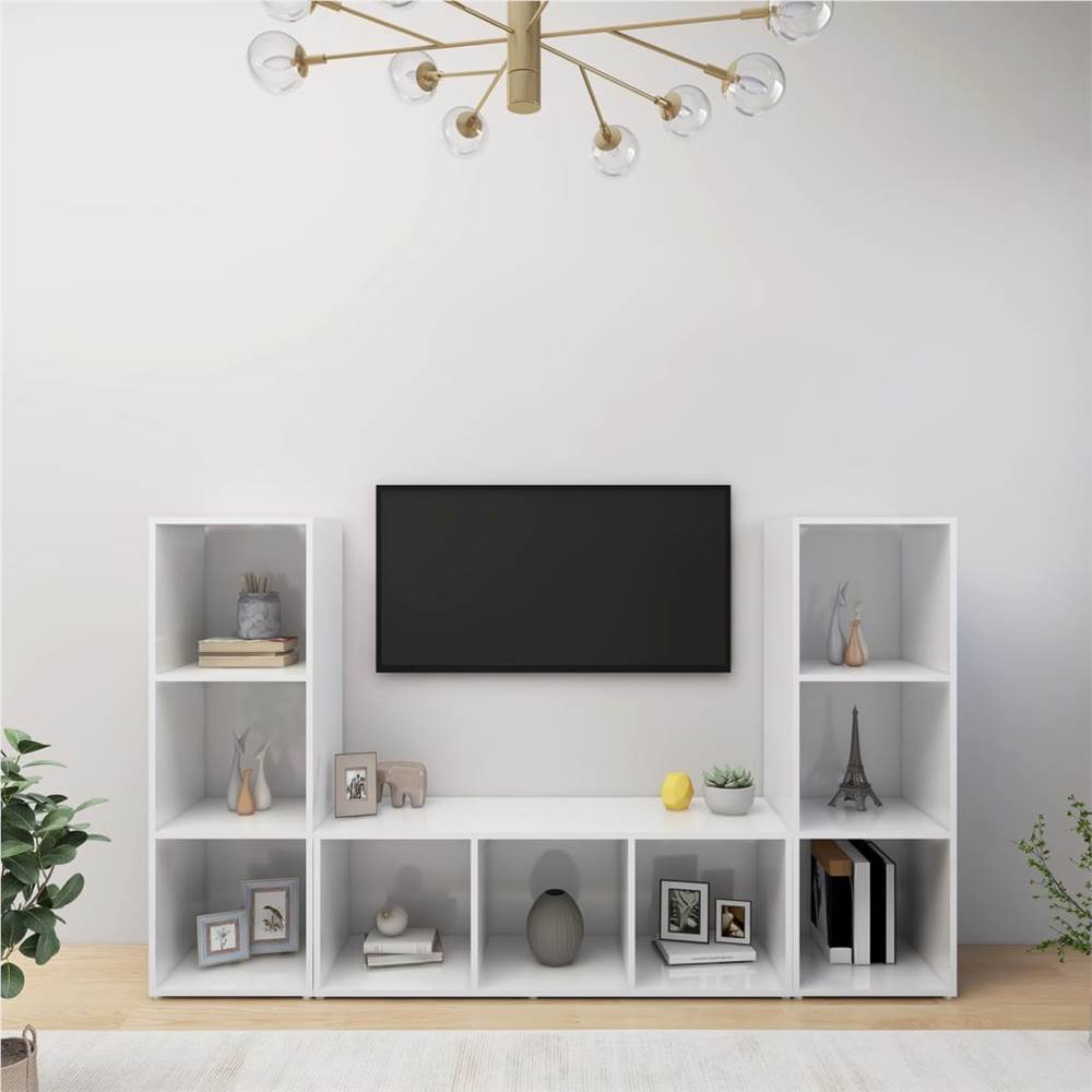 

TV Cabinets 3 pcs White 107x35x37 cm Chipboard