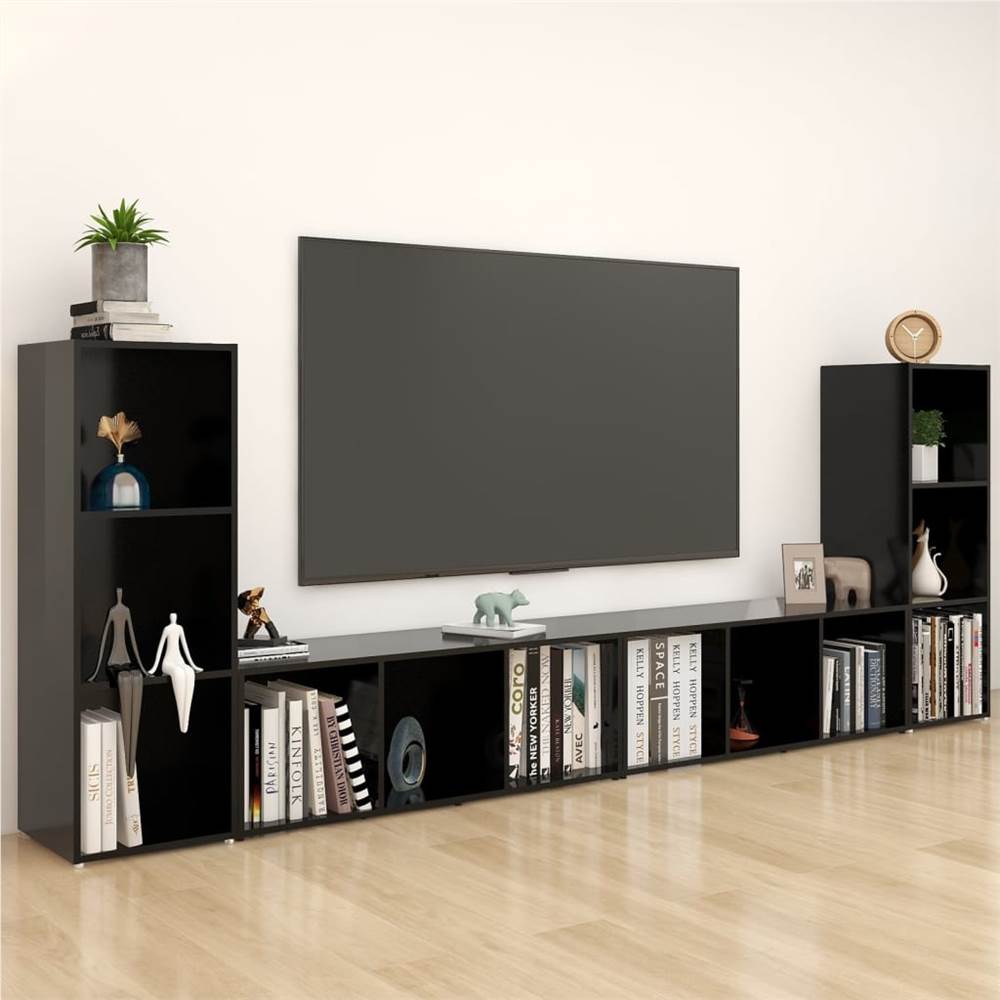 

TV Cabinets 4 pcs Black 107x35x37 cm Chipboard